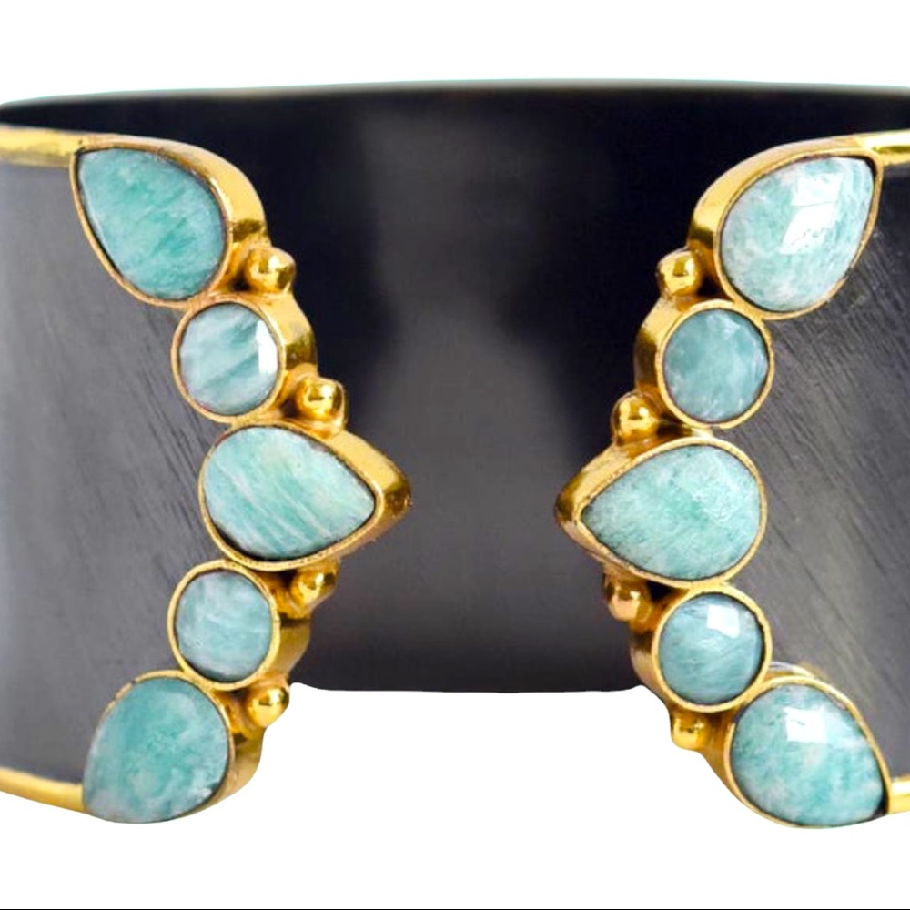 Amazonite Crystal Hand-Crafted Cuff Bangle